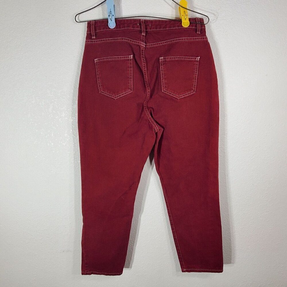 Nasty Gal Collection Womens Jeans Size 9 Cropped Denim Cranberry Red - Picture 2 of 12